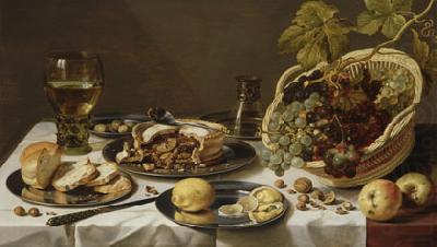 Pieter Claesz Tabletop Still Life with Mince Pie and Basket of Grapes china oil painting image